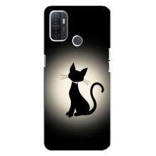 Чехол с принтом для Oppo A32 (AlphaPrint) Модные коты (Силуэт котика)