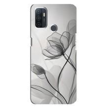 Чохол з квітковим принтом на ОППО А32 (Чорні квіти)