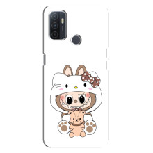 Чехол с принтом Лабубу для Oppo A32 – Белый Лабубу