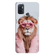 Чохол з принтом стильні тварини для ОППО А32 – Лев в окулярах