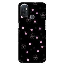 Чохол з розовим принтом для Oppo A32 – Рожеві квіти на чорному