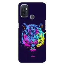Силиконовый бампер с картинкой животных для Oppo A32 (Тигр-Арт)
