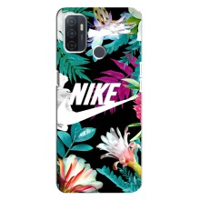 Силиконовый Чехол на Oppo A32 с картинкой Nike (Цветочный Nike)