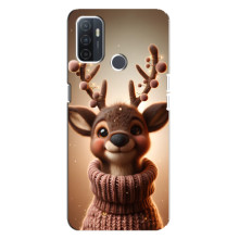 Яскравий чохол для Oppo A32 з Зимові Оленята (Олень в светрі)