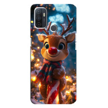 Яскравий чохол для Oppo A32 з Зимові Оленята (Олень з шарфом)