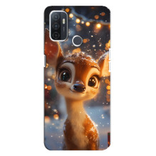 Яскравий чохол для Oppo A32 з Зимові Оленята (Оленятко серед герлянд)