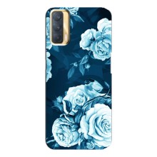 Чехлы (ART) Цветы на Oppo A33 (VPrint) (Голубые Бутоны)