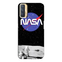 Силиконовый бампер с принтом "Наса" на Oppo A33 (Nasa на луне)