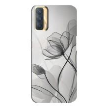 Чохол з квітковим принтом на OPPO A33 (Чорні квіти)