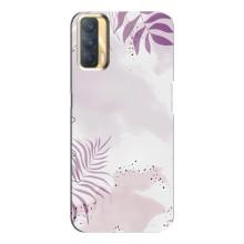 Чохол з квітковим принтом на OPPO A33 (Фіолетове листя)