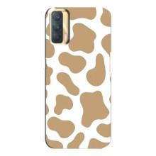 Чехол с принтом коровы на Оппо А33 – Бежевый принт