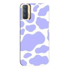 Чехол с принтом коровы на Оппо А33 – Фиолетовый принт