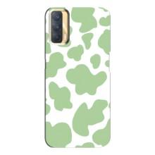 Чехол с принтом коровы на Оппо А33 – Зеленый принт