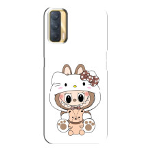 Чехол с принтом Лабубу для Oppo A33 – Белый Лабубу