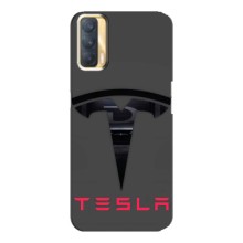 Силиконовый бампер с картинкой машины на Oppo A33 (Logo TESLA)