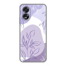 Силиконовый чехол с принтом в цветах на Oppo A38 (Фиолетовый дизайн)