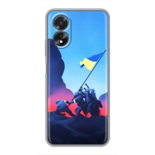 Чехол с украинским воином на Oppo A38 – Украинский прапор