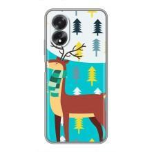 Силиконовый бампер с картинкой животных для Oppo A38 (Олень с шарфом)