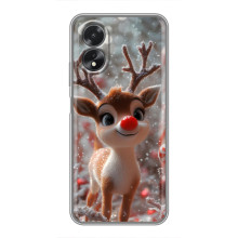 Яркий чехол для Oppo A38 с Зимними Оленятами