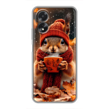 Печатный чехол «Зверята с кофе» для Oppo A38 – Белка с кофе