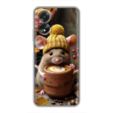 Печатный чехол «Зверята с кофе» для Oppo A38 – Медведь с кофе