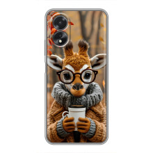 Печатный чехол «Зверята с кофе» для Oppo A38 – Жираф с кофе