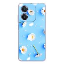 Чехол с Цветами для OPPO A3x (ромашки на голубом)