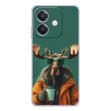 Чохол з принтом стильні тварини для Оппо А3х (Лось з кавою)