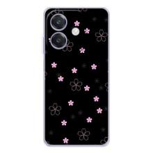 Чехол с розовым рисунком для OPPO A3x – Розовые цветы на черном