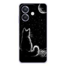 Чехол с принтом для OPPO A40m (AlphaPrint) Модные коты (Котик и луна)