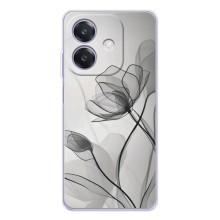 Чехол с цветочным принтом на А40м (Черные цветы)