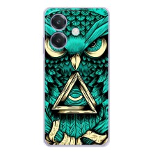 Чехлы с принтом СОВЫ для OPPO A5 Pro – Зеленая сова