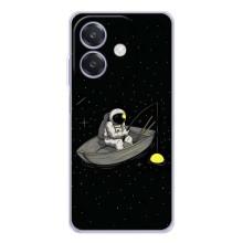 Силиконовый Чехол с принтом "Космонавты" на OPPO A5 Pro – Космонавт на рыбалке