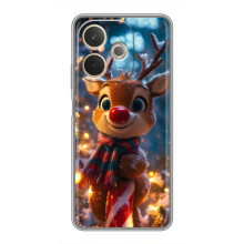 Яркий чехол для OPPO A5 Pro с Зимними Оленятами – Олень в шарфе