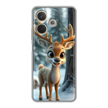 Яркий чехол для OPPO A5 Pro с Зимними Оленятами – Оленёнок в лесу