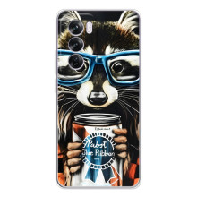 Чехол с принтом для Оппо А5 - (Прикольные) (AlphaPrint) (Енот с банкой)