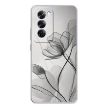 Чехол с цветочным принтом на Оппо А5 (Черные цветы)