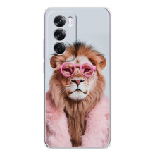 Чехол с принтом стильные животные для Оппо А5 – Лев в очках
