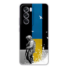 Чехол с украинским воином на OPPO A5 (Воин с флагом)