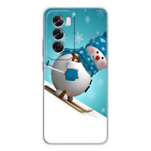 Новогодние Чехлы для Оппо А5 (VPrint) (Снеговик на лыжах)