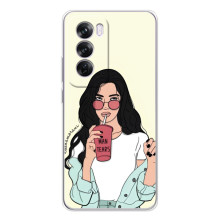 Силиконовый Чехол на OPPO A5 с картинкой Стильных Девушек (С напитком)