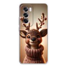 Яскравий чохол для OPPO A5 з Зимові Оленята – Олень в светрі
