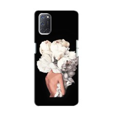 Чехлы (ART) Цветы на Oppo A52 (VPrint) (Белые цветы)