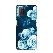 Чехлы (ART) Цветы на Oppo A52 (VPrint) (Голубые Бутоны)