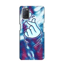 Чехол с принтом для Oppo A52 (AlphaPrint - Знак сердечка) – Радужное сердце