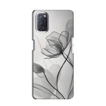Чехол с цветочным принтом на Оппо А52 (Черные цветы)