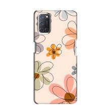 Чехол с цветочным принтом на Оппо А52 (Разноцветные цветы)