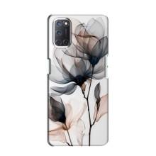 Чехол с цветочным принтом на Оппо А52 (Цветы на белом)