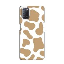 Чехол с принтом коровы на Оппо А52 – Бежевый принт