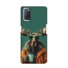 Чохол з принтом стильні тварини для OPPO A52 (Лось з кавою)
